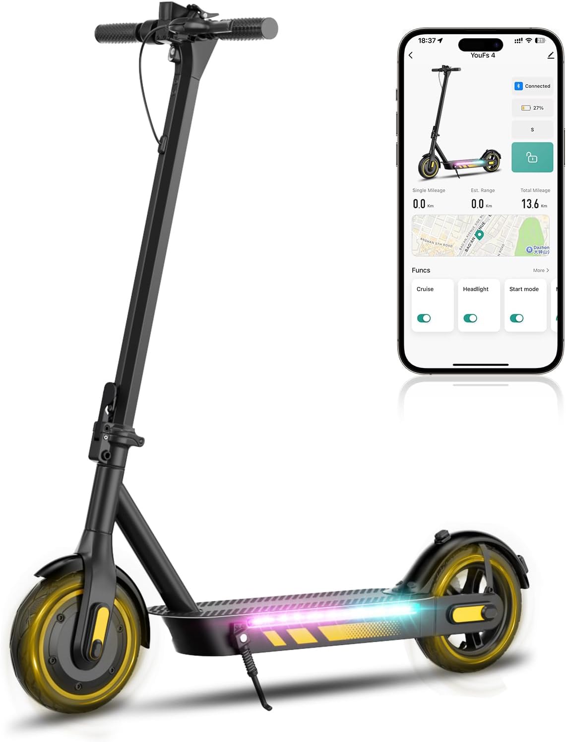 Electric Scooter for Adults,8.5/10"Tires,Powerful 350/500/600W Motor,Max 21/26/30 Miles Long Range,Up to 19/25MPH,Lightweight and Foldable Commuting Scooter,Dual Brake System,Smart APP Control