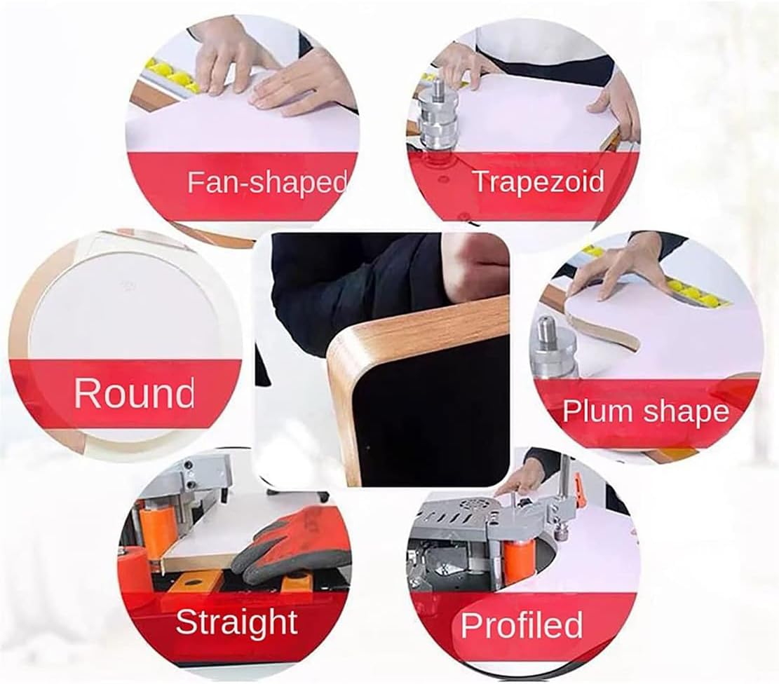 NYMFEA 1200W Portable Woodworking Edge Banding Machine, Benchtop Edge Bander Double Sided Gluing, Curve Straight Edge Bander for 0.3-3mm Thickness 10-60mm Width