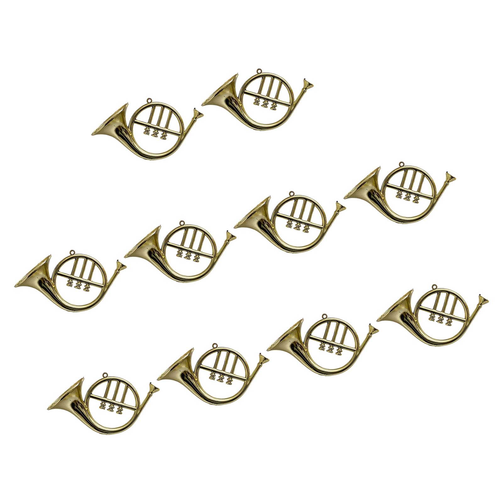 10Pcs Miniature Trumpets Pendant Musical Instrument Theme Ornament for Christmas Tree Decoration Backpacks Charm Music Lover Gifts