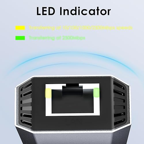 Miniatura 14 de Adaptador USB C a 2.5G Ethernet, WAVLINK 2 en 1 USB 3.2 tipo A/tipo C (Thunderbolt 3/4) a 2.5 Gigabit Ethernet, convertidor de red LAN RJ45