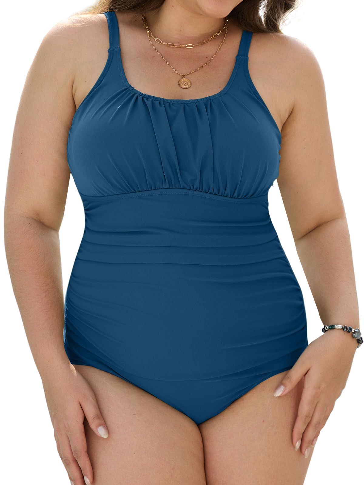 CheChury Stroje kąpielowe plus size dla kobiet kontrola brzucha jednoczęściowy kostium pływacki marszczone wyściełane bikini push up damskie stroje kąpielowe retro