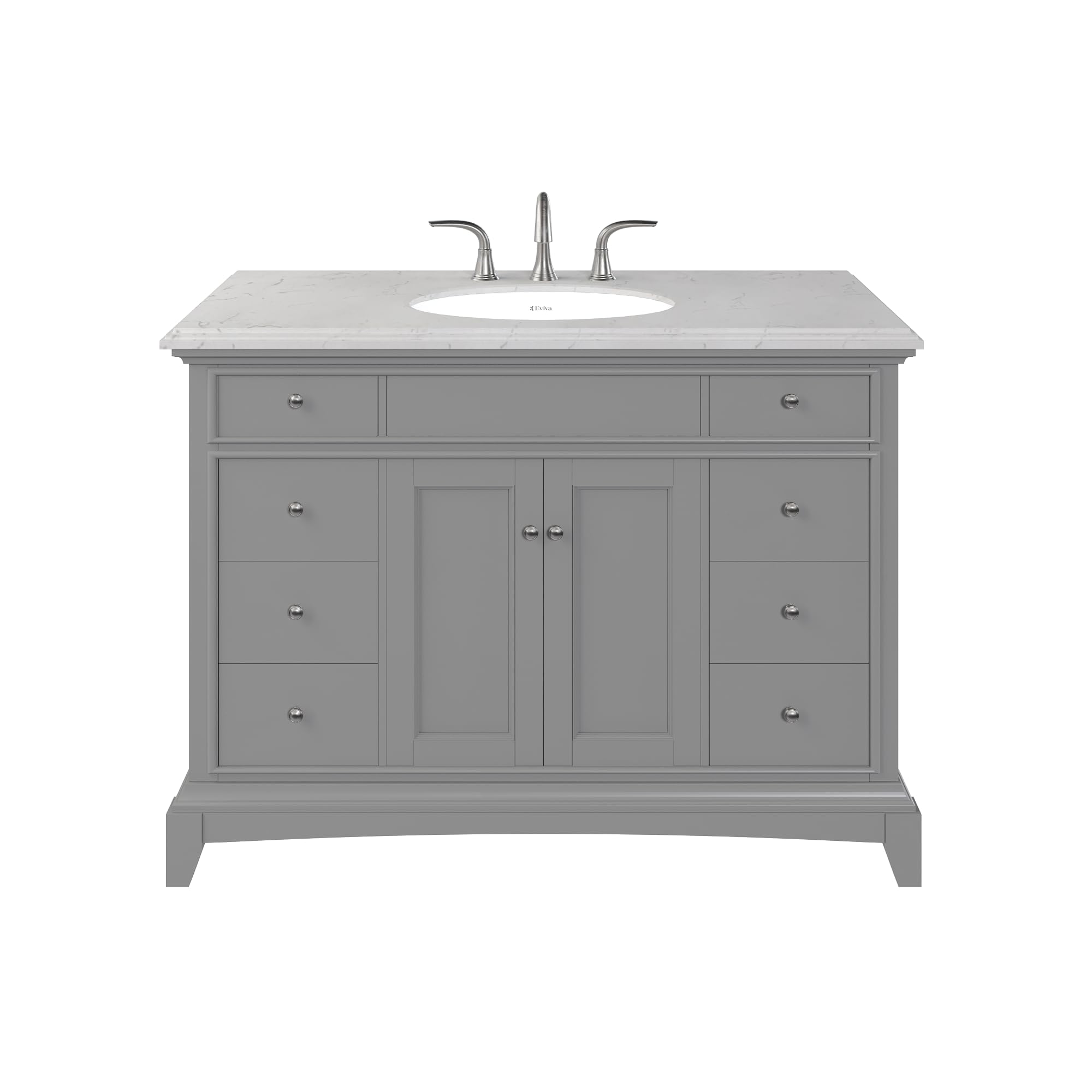 Eviva Elite Stamford 42 in. Gray Single Sink Bath Vanity with Carrara Quartz Top and Porcelain Sink