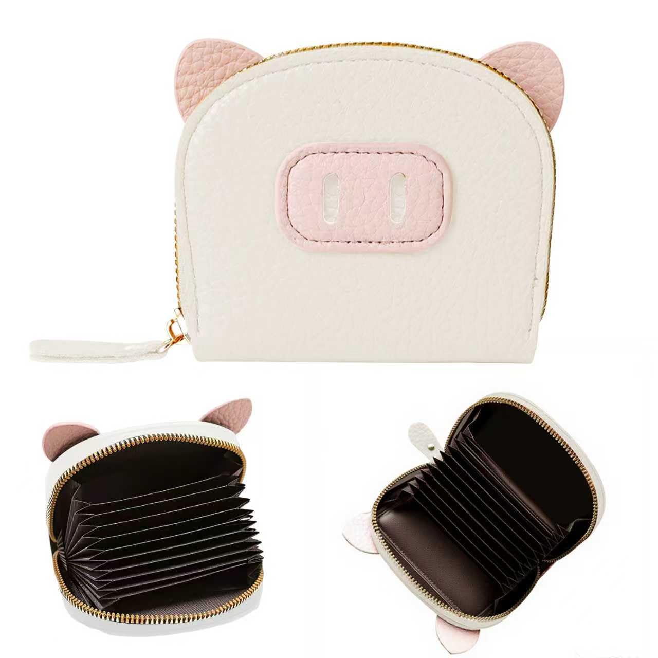 Card Holder Wallet for Women – PU Leather Small Purse with Cute Pig Appearance | Compact Wallets for Woman and Girls | 11 Card Slots Coin Pocket Travel-Friendly-image-32