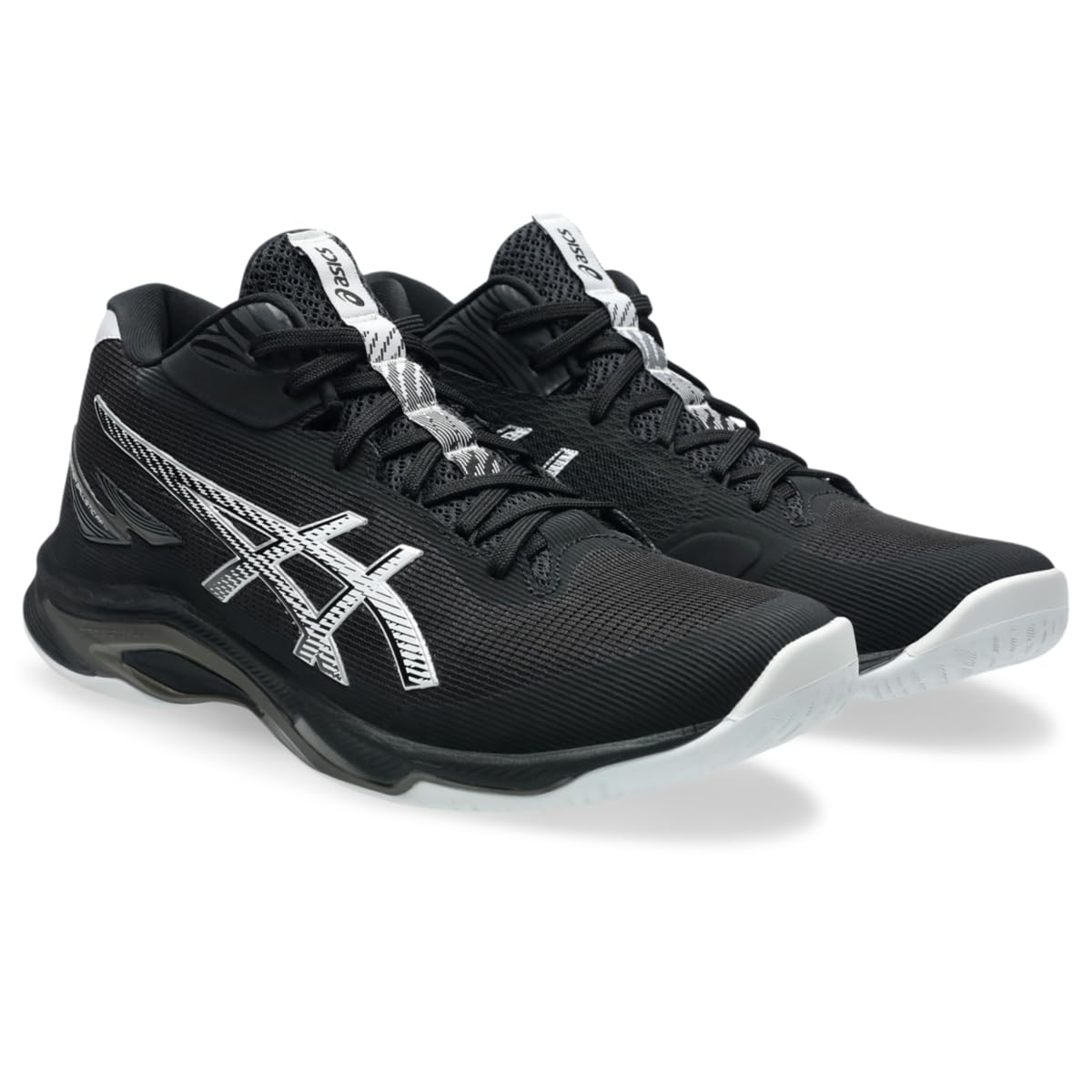 Asics Men's Netburner Ballistic FlyteFoam 4 Mid Top Volleyball Shoes, 11.5, Black/White