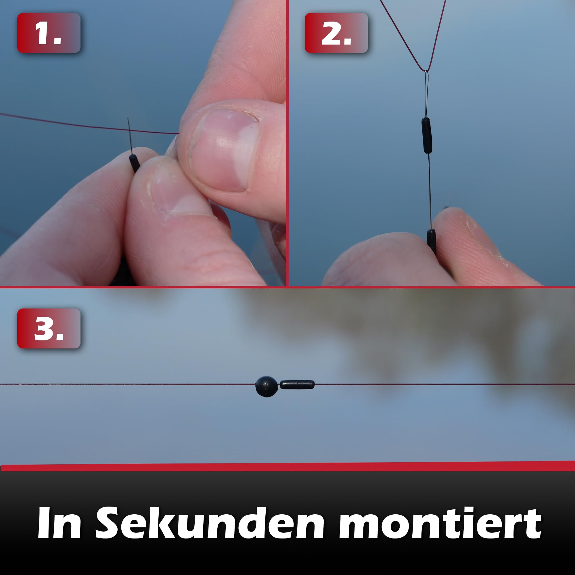 Paradox Fishing 60 stoperów do sznurka klasy premium, z silikonu, 3 rozmiary S/M/L po 20 sztuk, 5 x gumowe koraliki 4 mm – stoper do wędkowania – do spławików