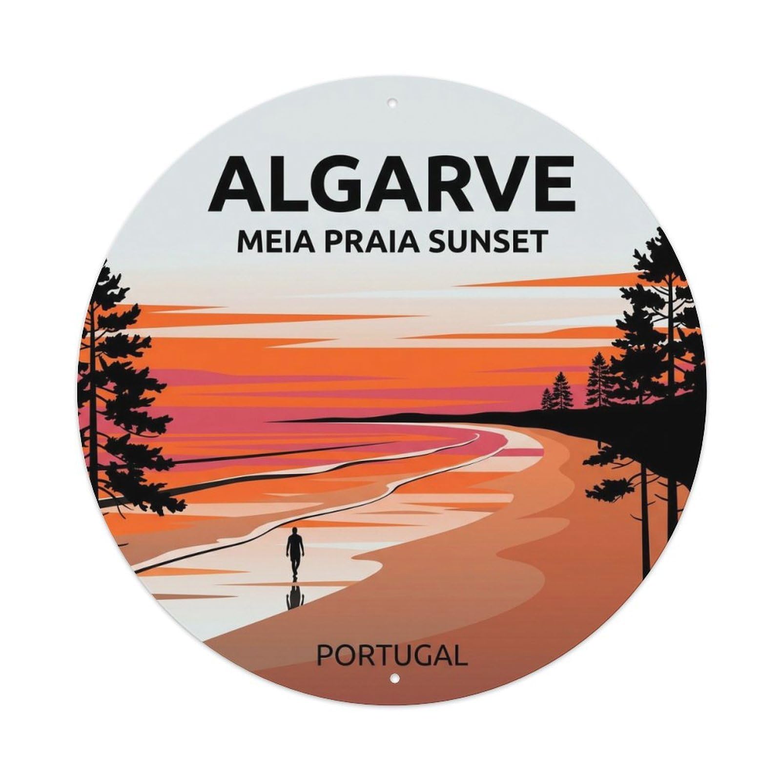 Olhnbad 08X08inch Style Artful Portugal Algarve Coast Coastal Travel Art Metal Tin Sign