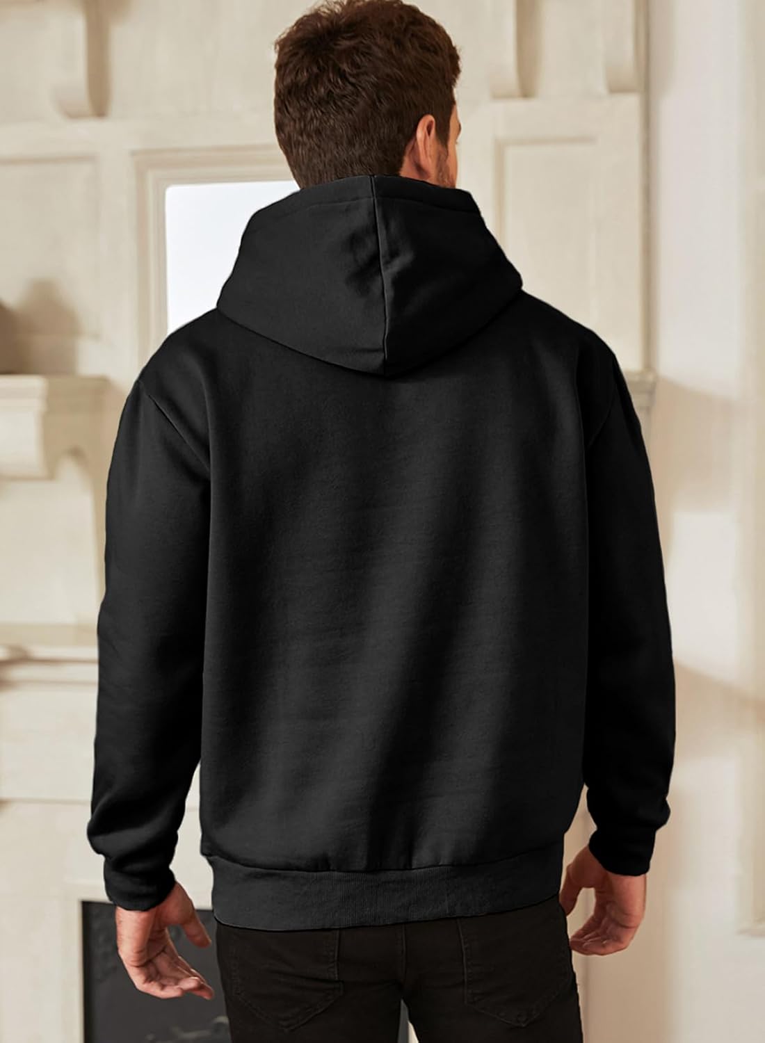 JMIERR Men's Relaxed Cotton Hoodie with Drawstring and Long Sleeves