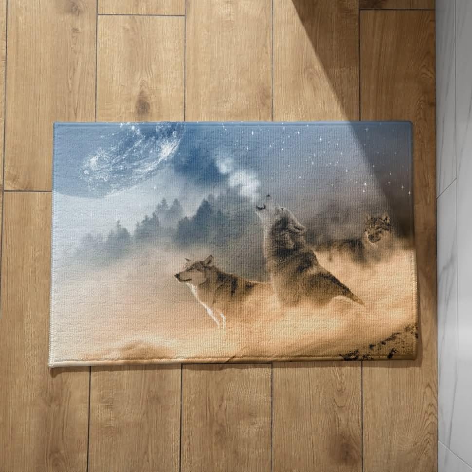 Tapis de sol pliable CEVAN 50x80cm pour entrée intérieur et extérieur motif loup
