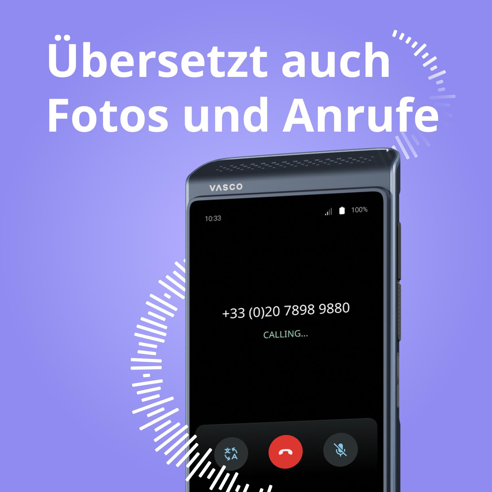 Vasco Translator Q1 Sprachübersetzer Voice Cloning 113 Sprachen Phantom Black