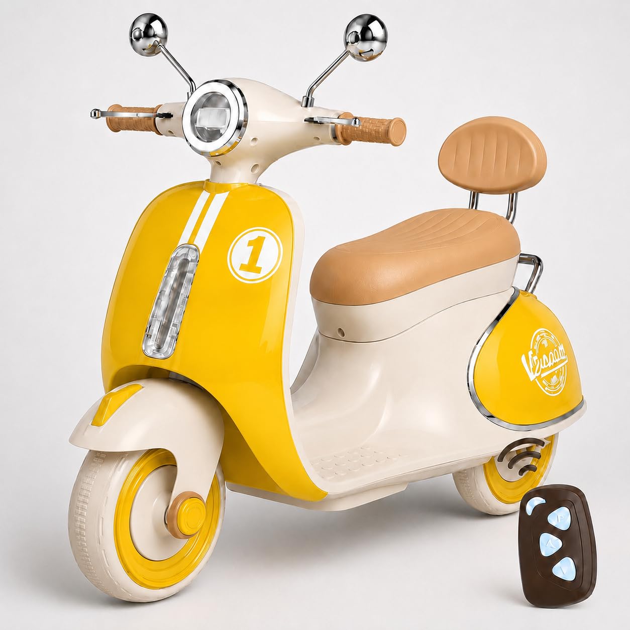 kidsROAR Electric Bike for Kids, Battery Operated Vintage Scooter for Girls and Boys with Music Wide Seat, Safe Bike for Kid, Ages 2-6 Years, Stylish & Fun Design (Yellow)-image-41