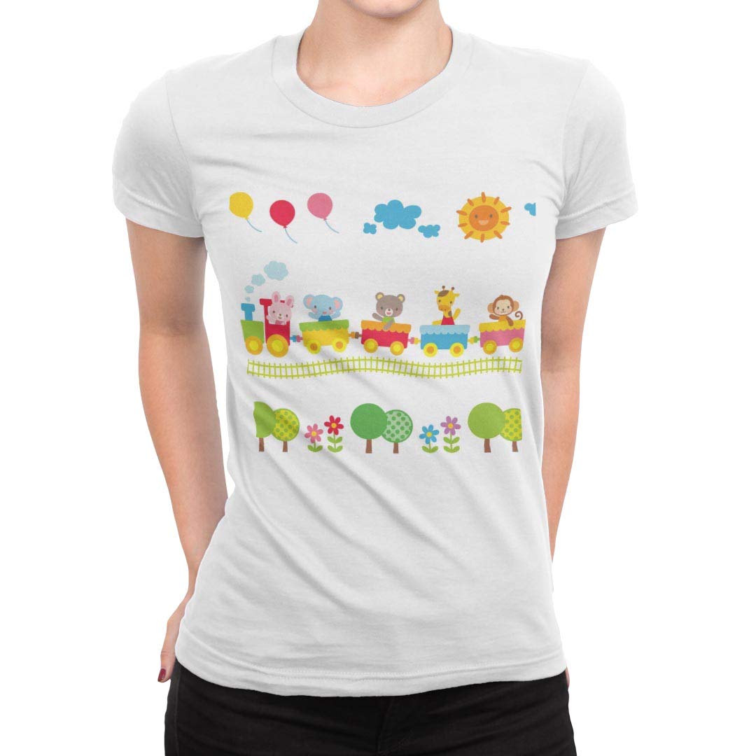 Amazon Co Jp Igsticker プリント Tシャツ レディース Mサイズ Size おしゃれ クルーネック 白 ホワイト T Shirt 0057 アニマル イラスト カラフル キャラクター 服 ファッション小物