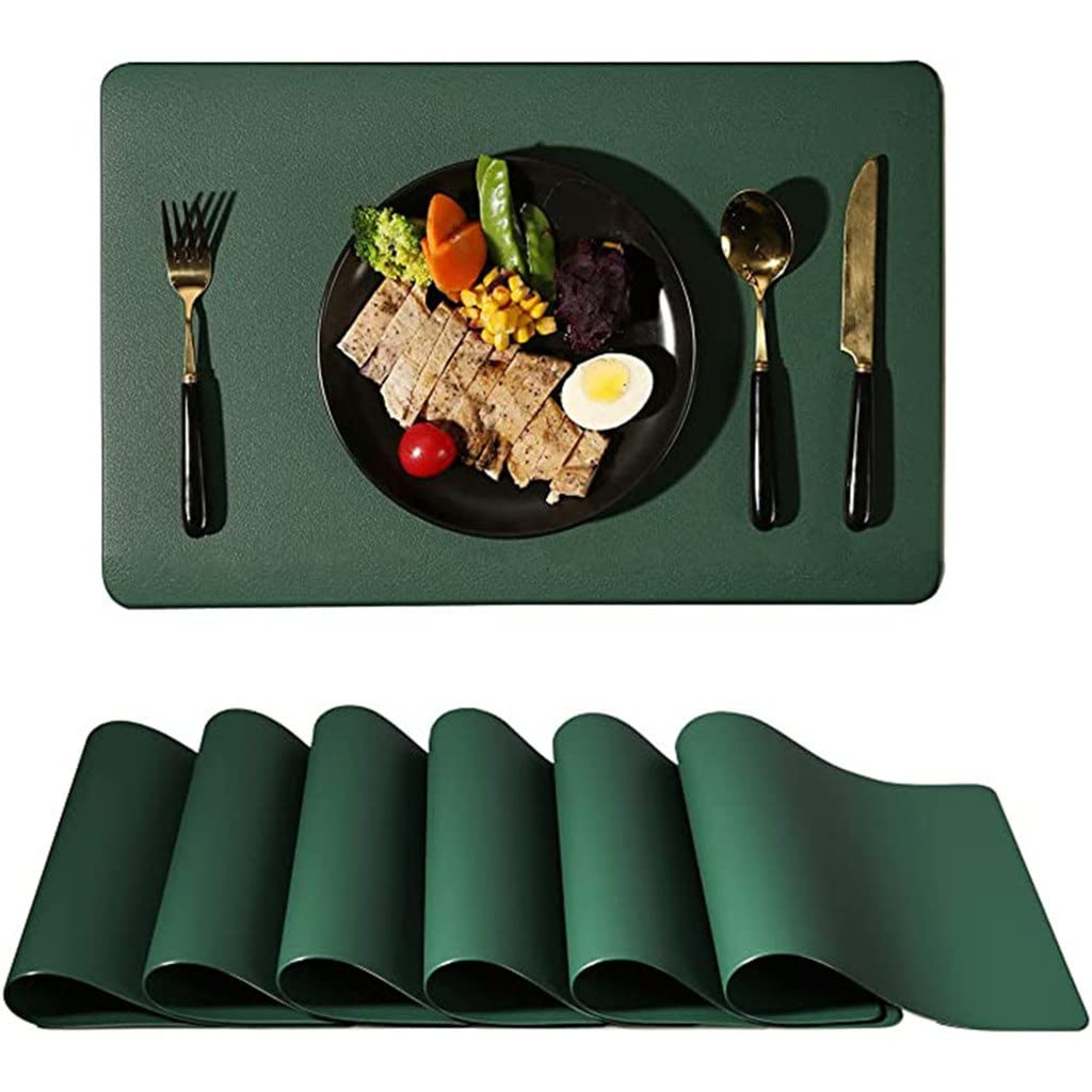 IANSHFKN 6-Piece Set Of Leather Placemats Heat-Insulating Coasters Washable
