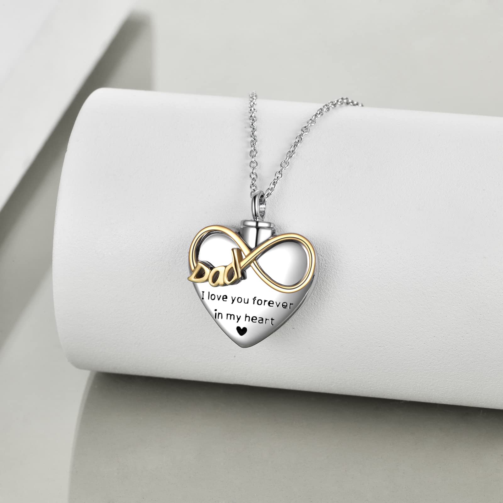 POPLYKE Infinity Herz Flügel Oma Mama Papa Urn Halskette für Asche für Damen Schloss Asche Halskette für Männer Sterling Silber Einäscherung Schmuck