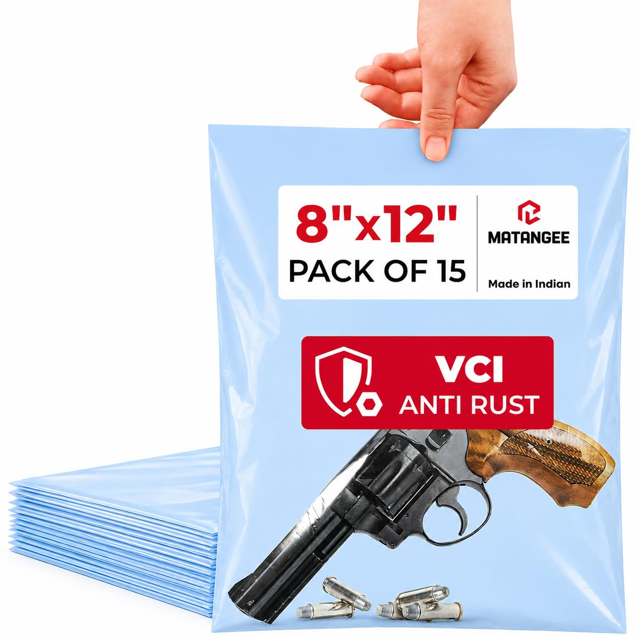 VCI Poly Bags 8" x 12", Pack of 15 Bags -4 mil Heavy Duty VCI Anti-Corrosion Gun Protection Bag - Rustproof, Waterproof Packaging for Metal Armor, Electronics, Machinery, Automotive Parts-image-33