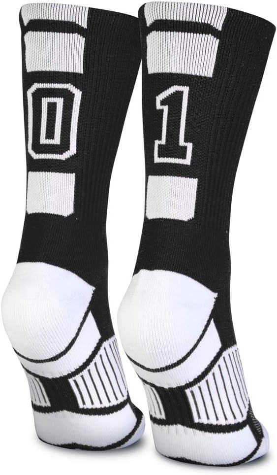 ChalkTalkSPORTS Custom Number Team Socks - Black Moisture-Wicking Performance Crew Socks for Youth & Adult Athletes