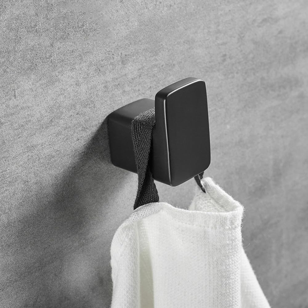 Gancho pintado de aluminio espacial, ganchos para batas, gancho para ropa, colgador de ropa montado en la pared, gancho para puerta, 4 piezas, negro