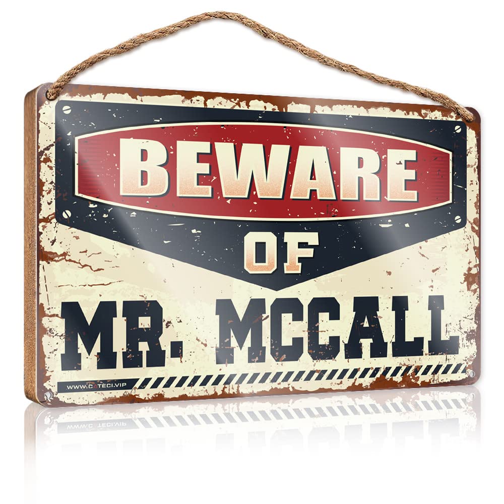 DTHA Sign Wooden Hanging Beware Of Mr. Mccall Wooden Sign Farmhouse Decor Signs Summer Wood Hanging(15X28CM)