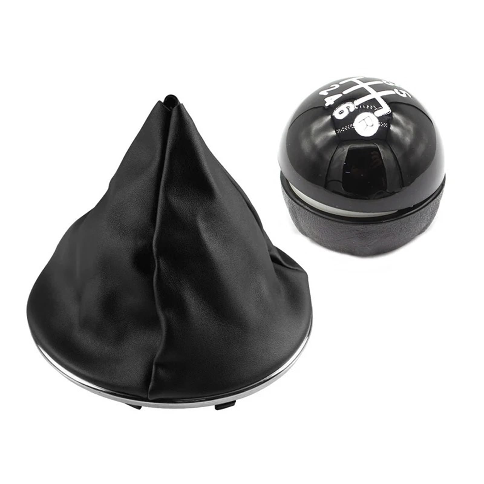 Xexjhqq 2Pcs Black 6Speed Gear Stick Knob For Fiat 500 500C 2007-2018 5/6 Speed Gear Shift Knob Head Shifter Gaitor Boot Cover Car Change(2Pcs Black 6Speed)