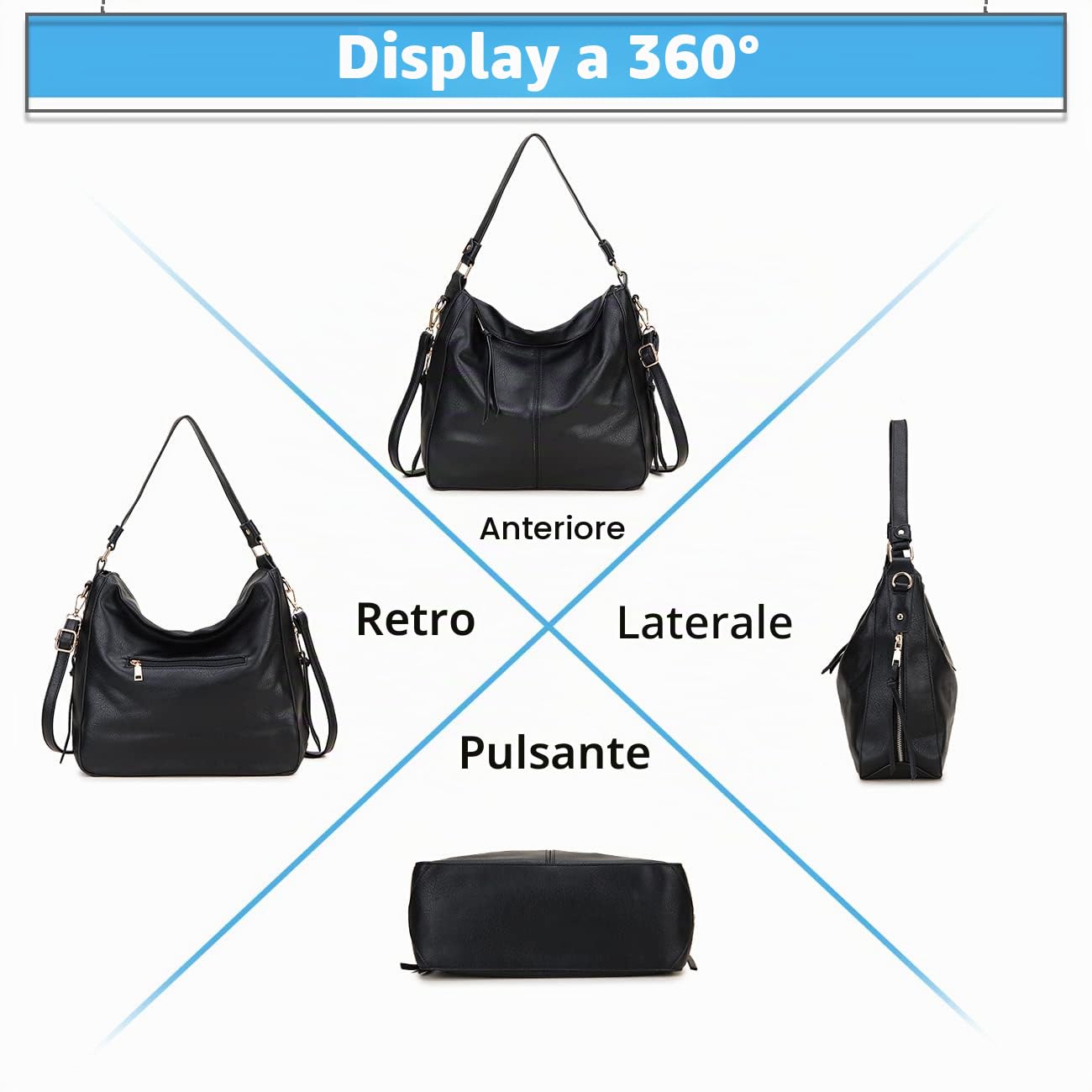 VX VONXURY Borsa a Tracolla Donna, Elegante Grande Borse Donna Hobo in Vegan Pelle Tote Bag per lavoro e viaggio