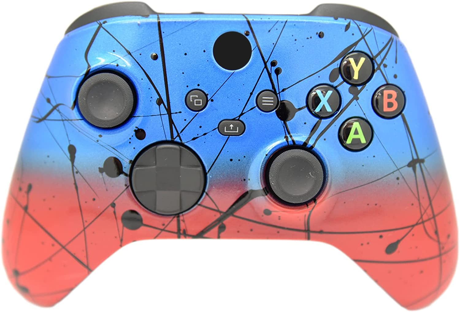 Hand Airbrushed Fade Custom Controller Compatible with Xbox Series X/S &amp; Xbox One (Series X/S Blue &amp; Red Fade)