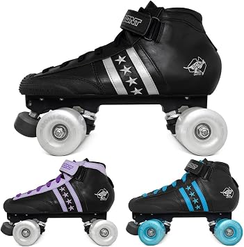 Bont Roller Skates - Childrens Quadstar with Glow Light Up Led Wheels - Indoor and Outdoor - 100% Leather - Youth - Boys - Girls - Kids