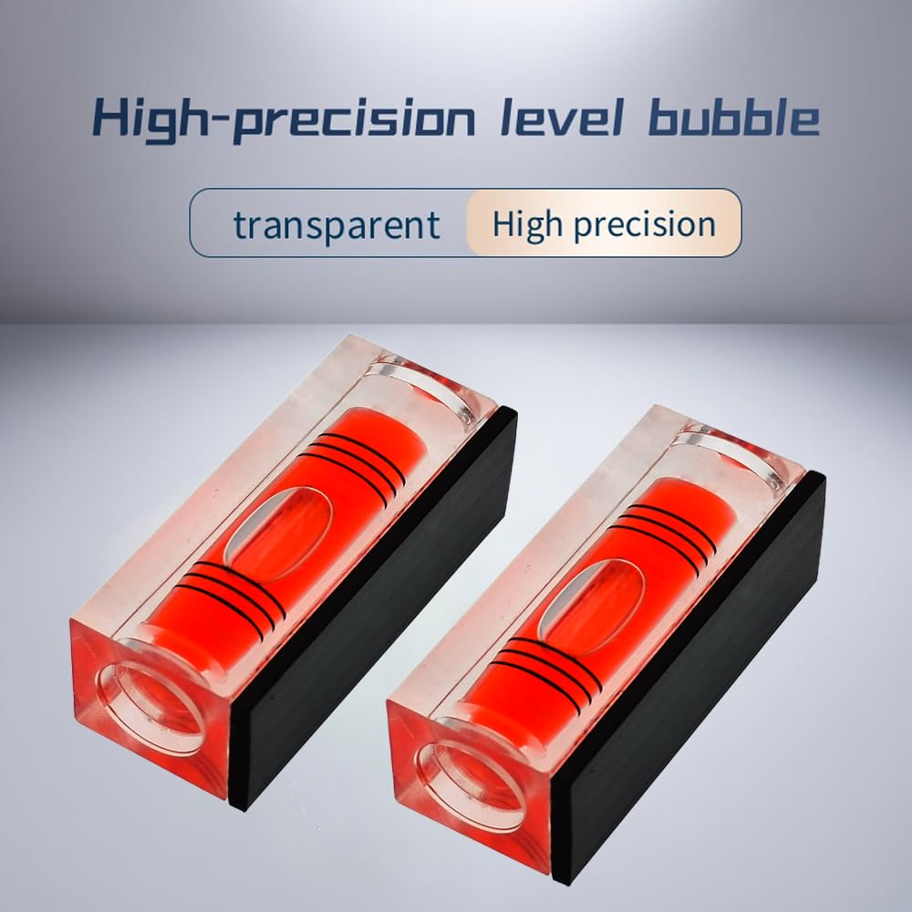 Mini burbuja de nivel de alta precisión, mini burbuja de nivel, bola de nivel de tres líneas, regla de nivel, nivel doméstico magnético 4PCS (40x17.5x15mm rojo magnético)