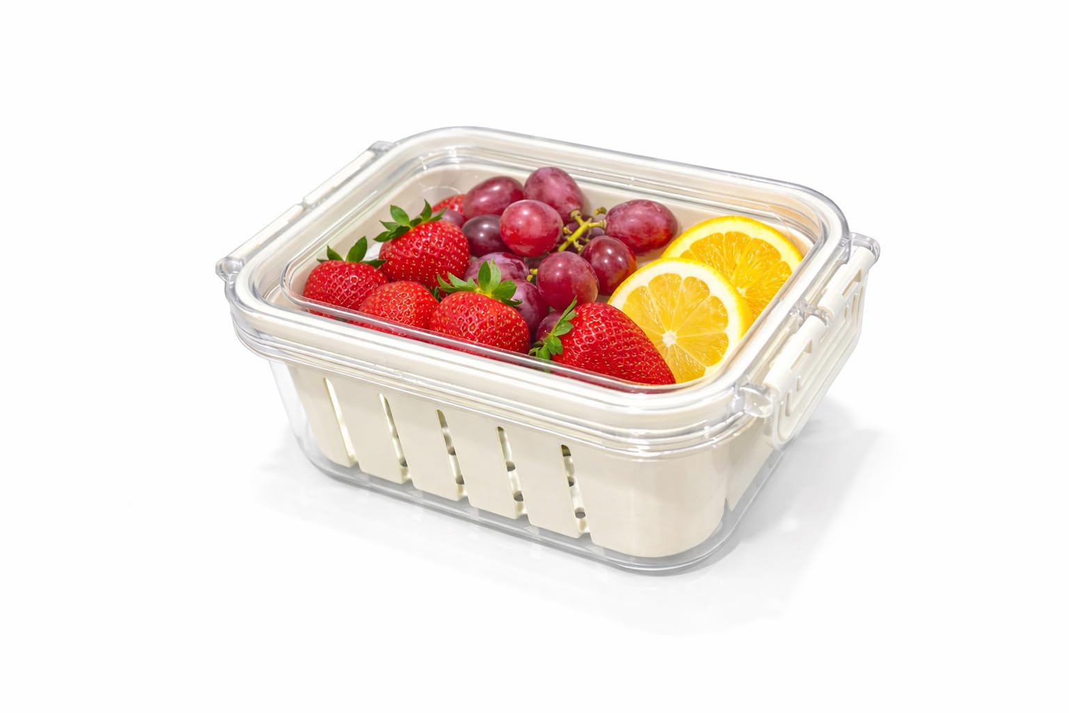 Vasukie Divided Fridge Storage Boxes With 4 Serving Veggie Tray with Lid and Handle, Fridge Organizer with Removable 4 Compartment, Fridge Storage Containers (1 Small Compartment - 1PC)