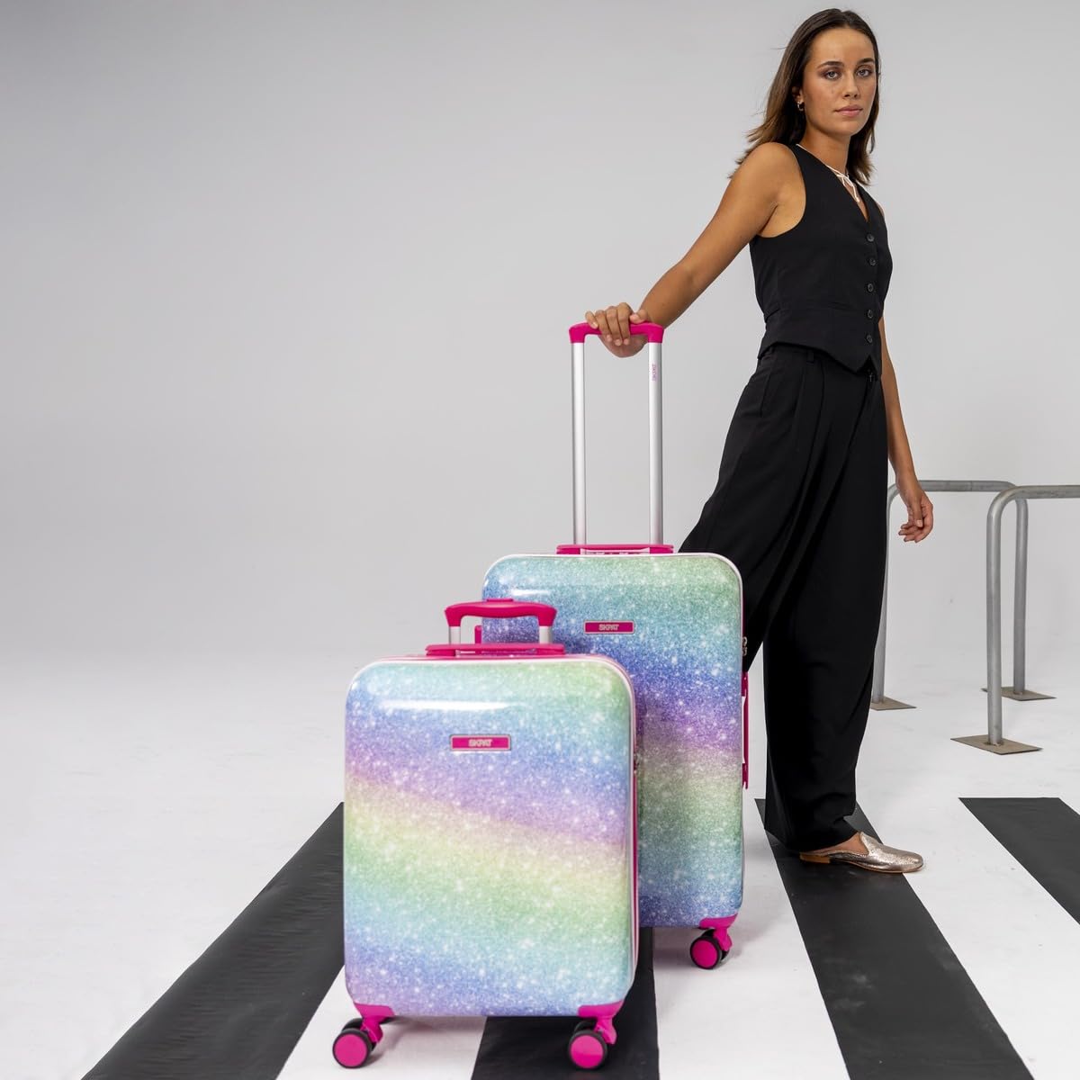 SKPAT - Valises pour Enfants, Chariot à Bagages à Main Pliable pour Filles, léger pour Enfants, Bagages à Main - Compatible avec Le Cadenas à Combinaison Ryanair TSA, Fuchsia