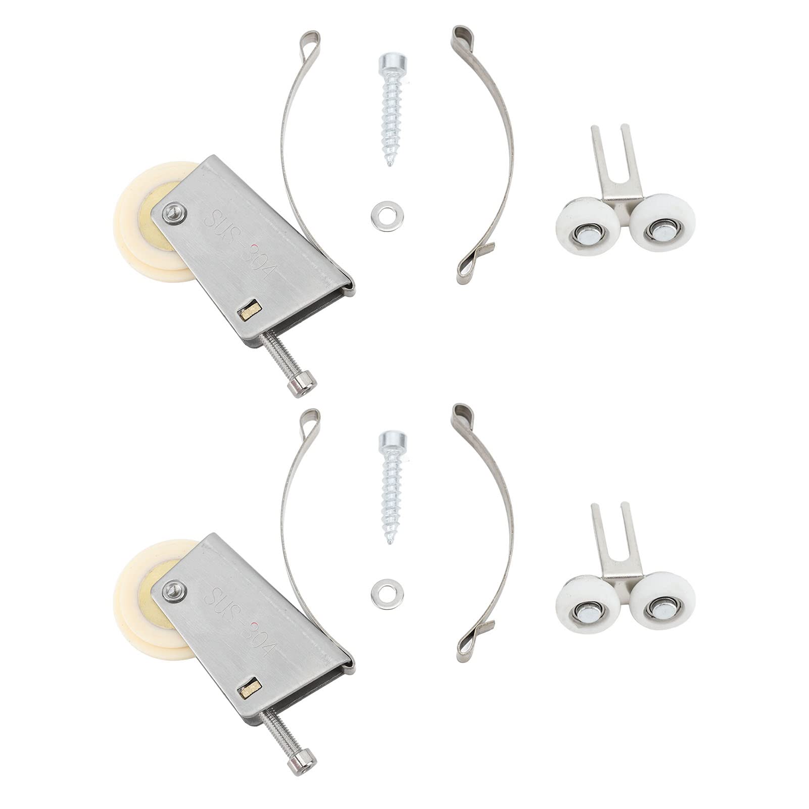 Kit De Ruedas Para Puerta Corredera De Armario – 4 Rodillos De Nailon (2 Superiores Y 2 Inferiores), Con Fijaciones, Fácil Instalación