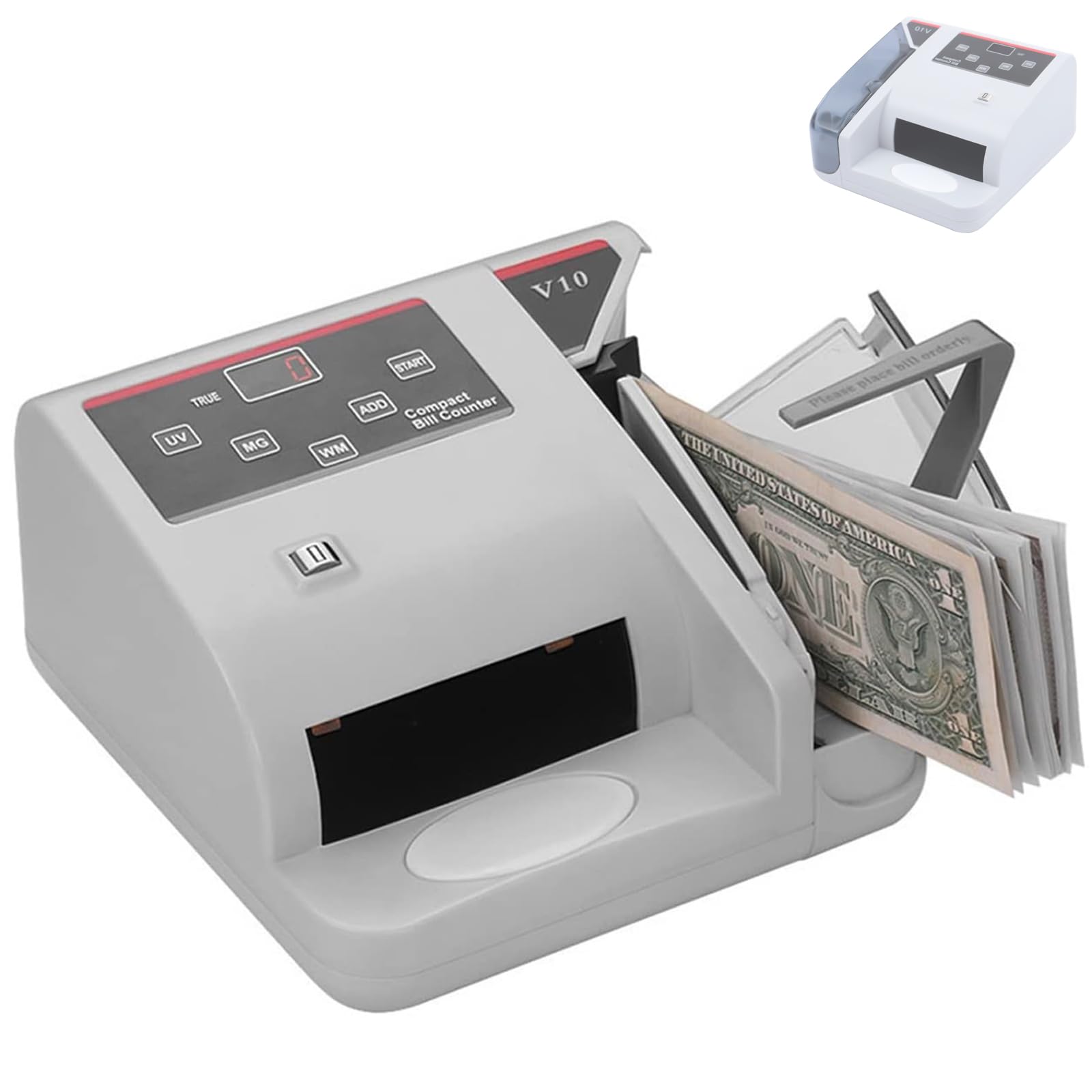Conta Banconote Portatile, Mini Conta Banconote 600 Banconote/Min con Rilevamento UV MG WM, Display LED con Funzione ADD & Batch, per Tutte le Valute Estere