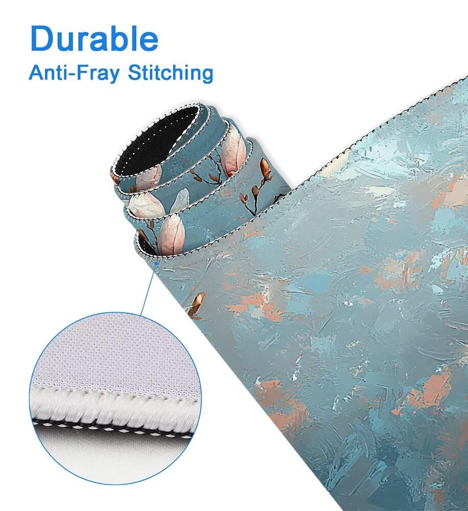 Podkładka pod mysz do gier, duża podkładka pod mysz XXL 1000 x 500 x 3 mm Niebieska pod ręką ze zszytymi krawędziami, podkładka pod mysz do gier XXL kwiaty wodoodporna antypoślizgowa do komputera