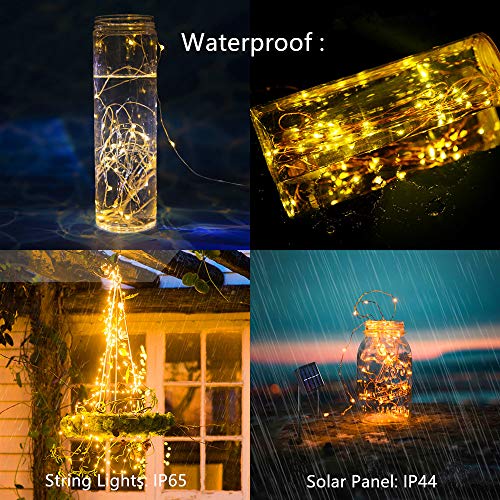 Coniwinli Solar Fairy String Lights,100 LED Copper Wire,Star Twinkle,Warm White 8 Modes Waterproof,Suitable for Indoor and Outdoor Decoration (33FT, Warm White)