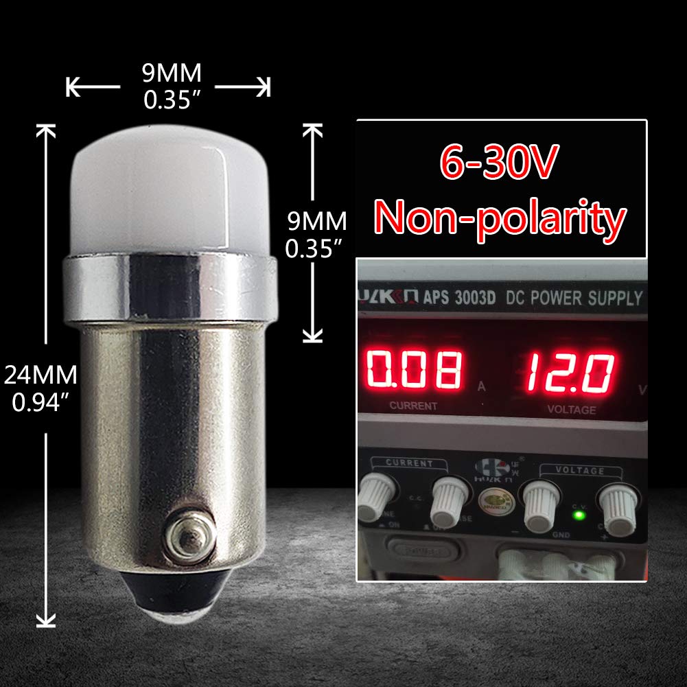 Ruiandsion Lot de 10 ampoules LED BA9S 6-30 V 6 000 K Blanc 1895 1891 53 57 LED pour éclairage intérieur de voiture, éclairage de plaque d'immatriculation, plafonnier, lumières de carte