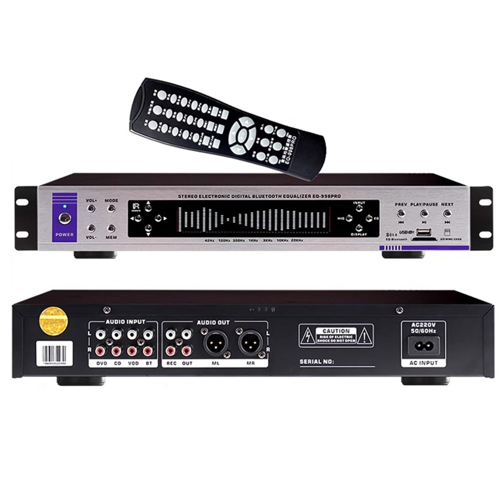 Égaliseur audio Hifi Bluetooth 5.0 avec affichage 32 segments et télécommande
