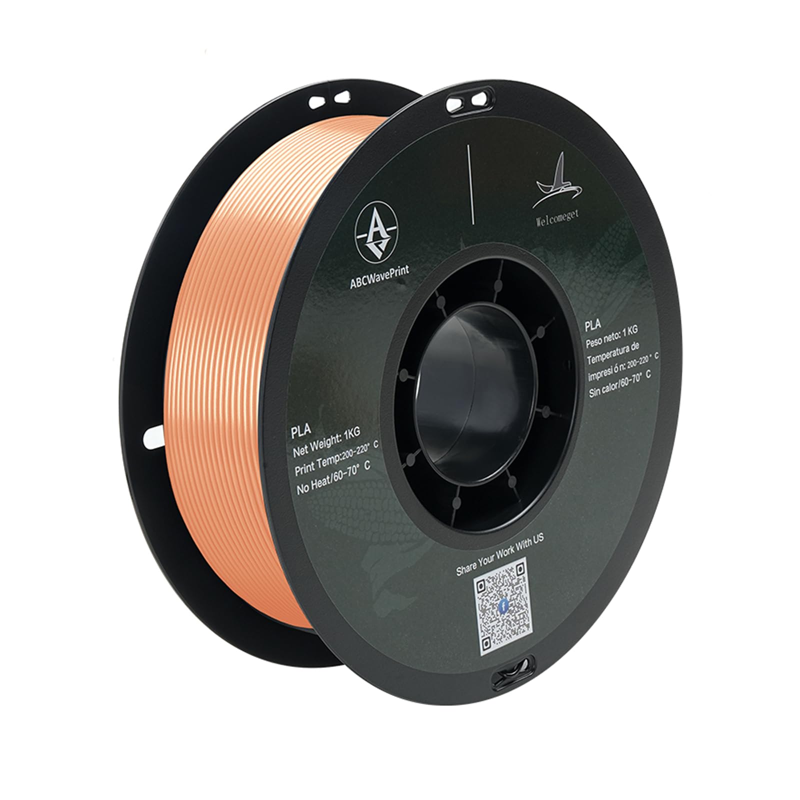 Filament PLA do drukarki 3D, dokładność wymiarowa +/- 0,02 mm, szpula 1 kg, 1,75 mm, skóra