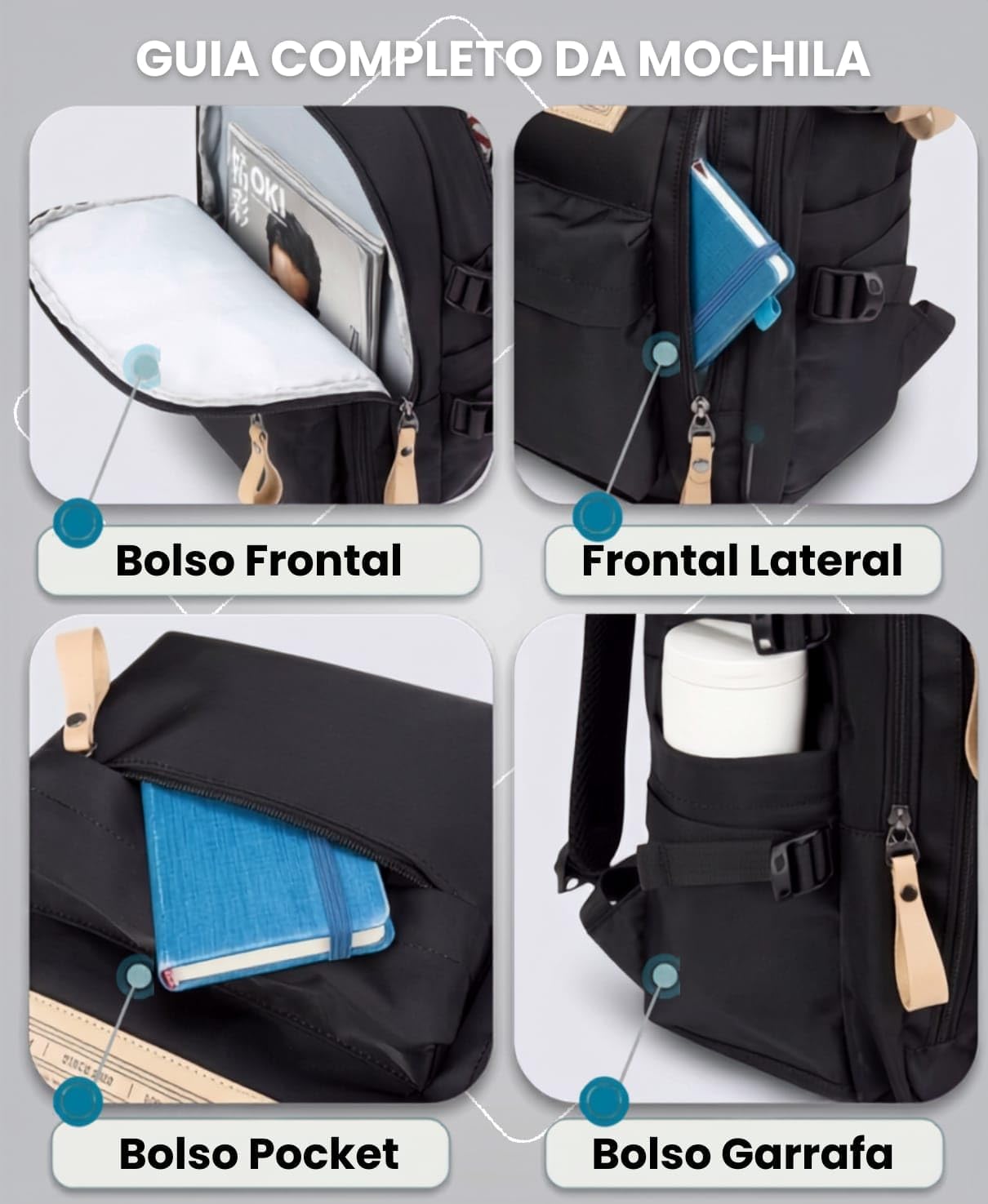 Mochila Masculina Feminina Notebook Viagem Trabalho Escola Escolar Preta Grande Impermeável Reforçada Resistente Passeio Casual (Creme) Mochila Masculina Feminina Notebook Viagem Trabalho Escola Escolar Preta Grande Impermeável Reforçada Resistente Passeio Casual (Creme)