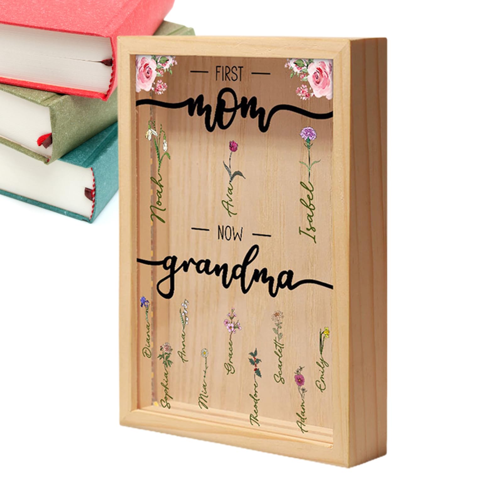 Cadre souvenir de naissance pour exprimer l'amour maternel avec une douce veilleuse en bois