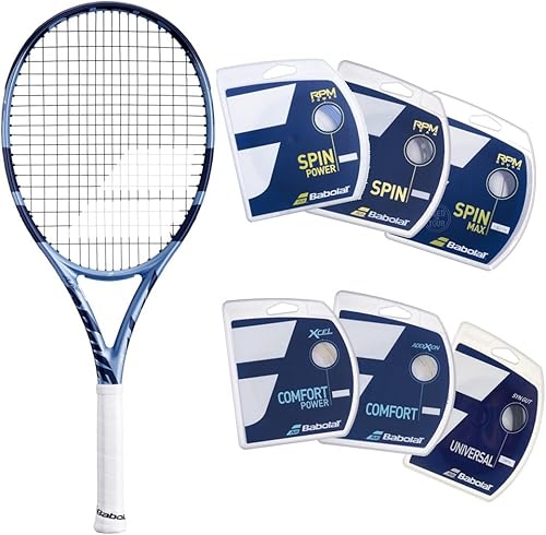 Babolat Raqueta de tenis Pure Drive 107 de 11 generación encordada con tu elección de cuerda
