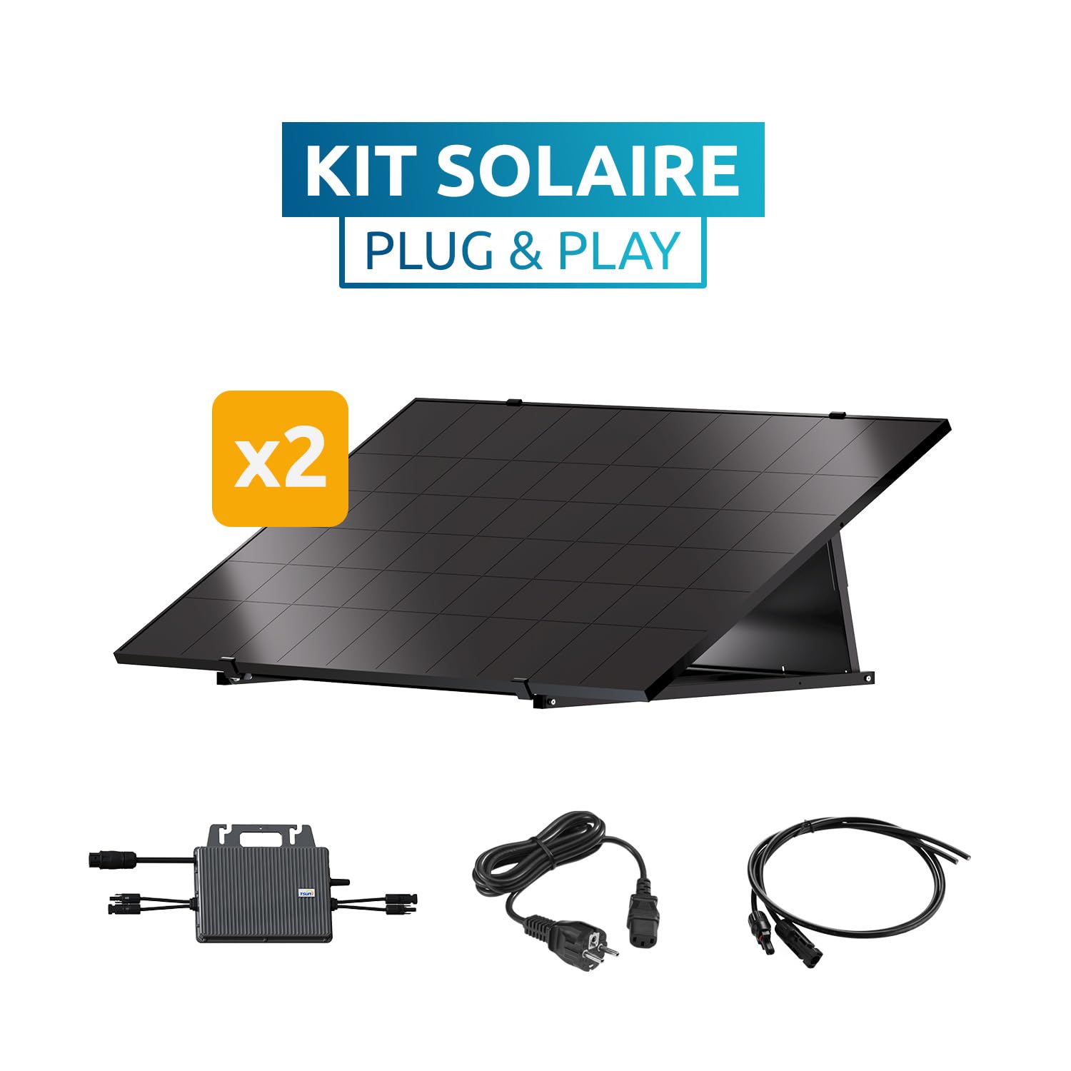 2 panneaux Solaires - Poolex - Kit Photovoltaïque Plug&Play 900W - Autoconsommation - TOPCon - Prise 230V, Wi-Fi & App : Zéro Travaux, 12 Ans Garantie, 310€/an