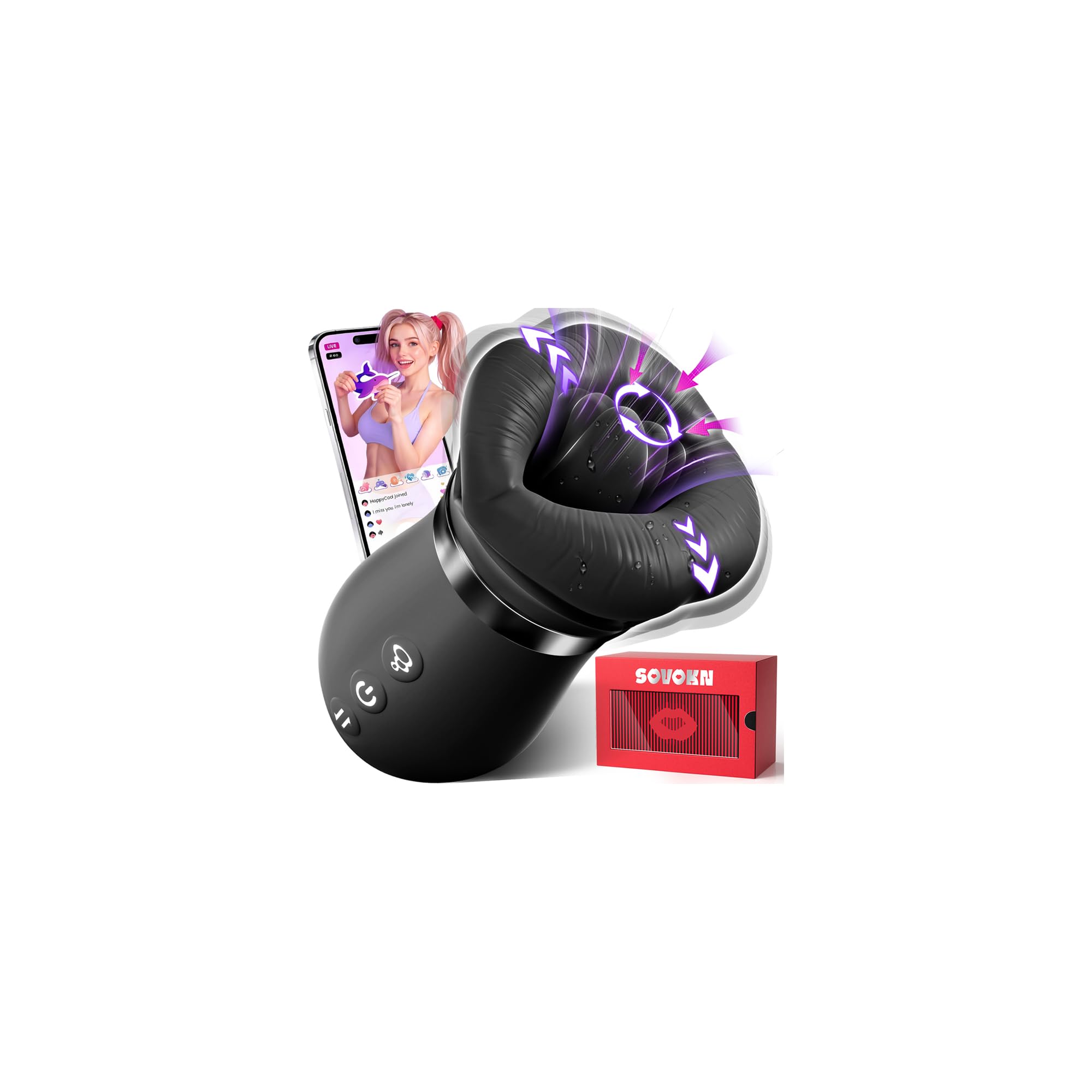 Vibrator Adult Sex Toys for Women - Sovokn 5IN1 Mouth Sucking Vibrator Rose Sex Toy, 10 Tongue Licking, 3 Auto & 1 Manual Sucking Adult Toys New APP, Anal Clit Nipple Vibrators Female Couples Sex Toys: Black