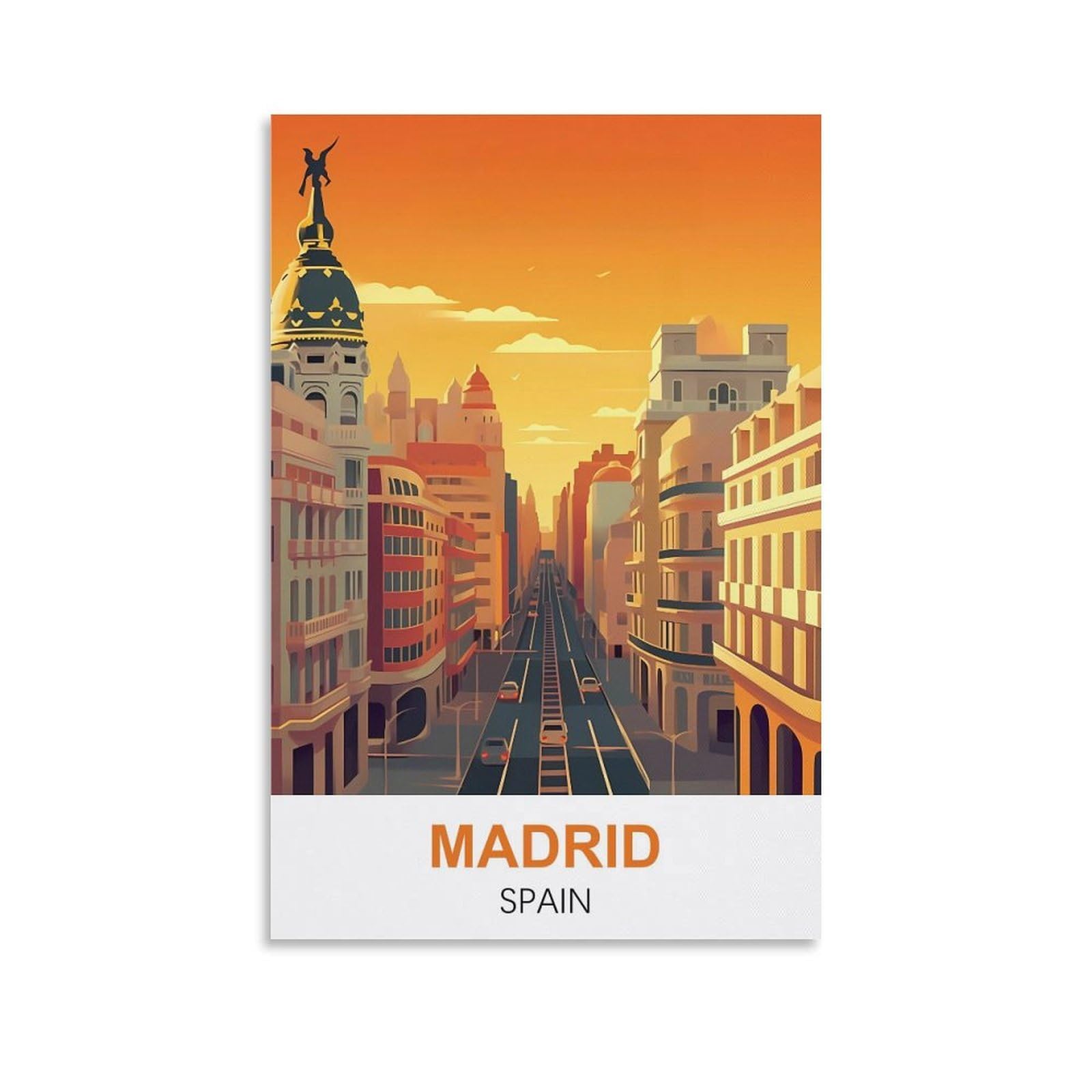 HYBFQXELL Madrid Spain Vintage Travel Posters Zzz16x24inch(40x60cm)