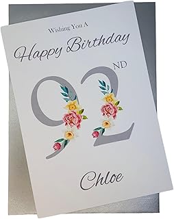 92nd Birthday Card Personalised Greeting Card, Girlfriend Wife Mother Mum Auntie Step Mum Granddaughter Goddaughter Daughter Sister Niece Best Friend - Choose Birthday Year (92nd Birthday Card)