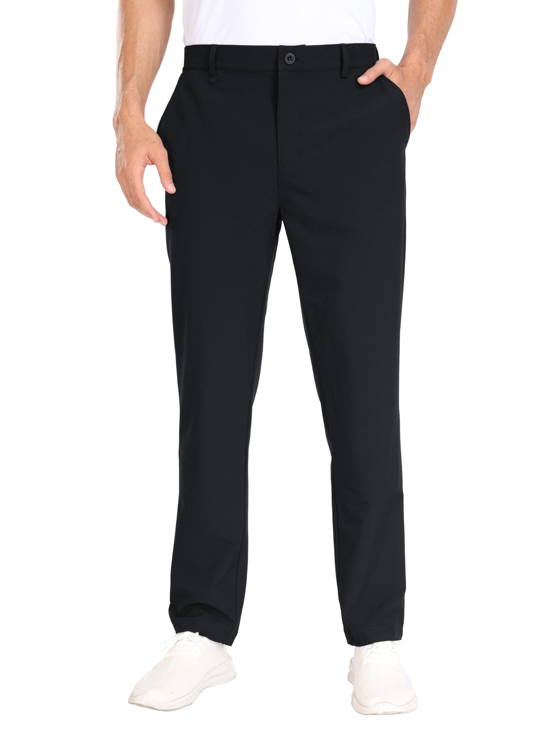 MoFiz Pantalones de Golf Hombre Elásticos Pantalón Largo de Oficina Trabajo Vestir Casuales Ligeros y Transpirables Pantalones Deporte Senderismo con Bolsillos