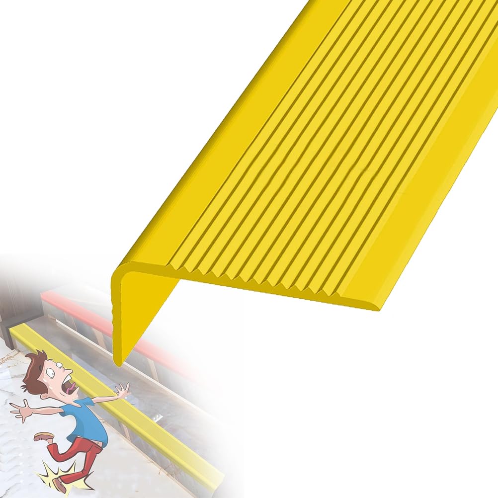 ZTZBFGM Yellow,8 m/314.96 in, Non-Slip Rubber Stair Nosing - Adhesive PVC Edge Protector for Indoor Outdoor Steps