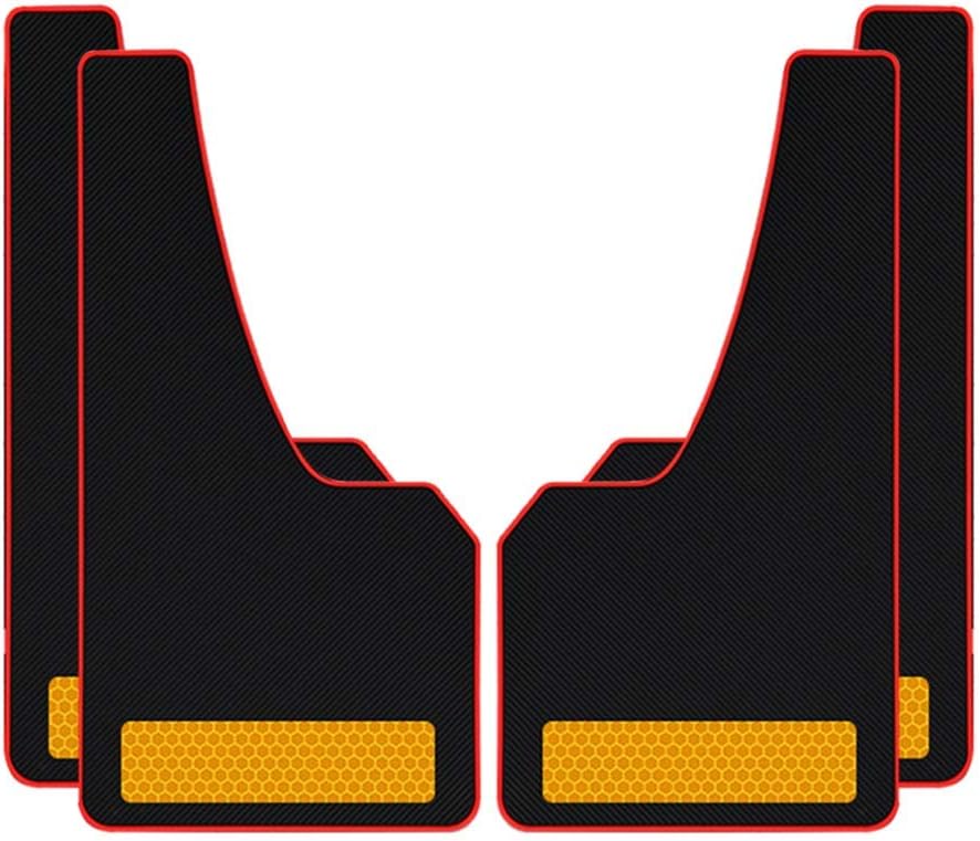 Handao-US Car Mud Flaps Fit for Dodge Challenger Cross The Bridge：21cm, PVC Soft Material Mud Guards with Splash, Scratch and Abrasion Resistance,4 Pcs （Yellow Reflective Strip）