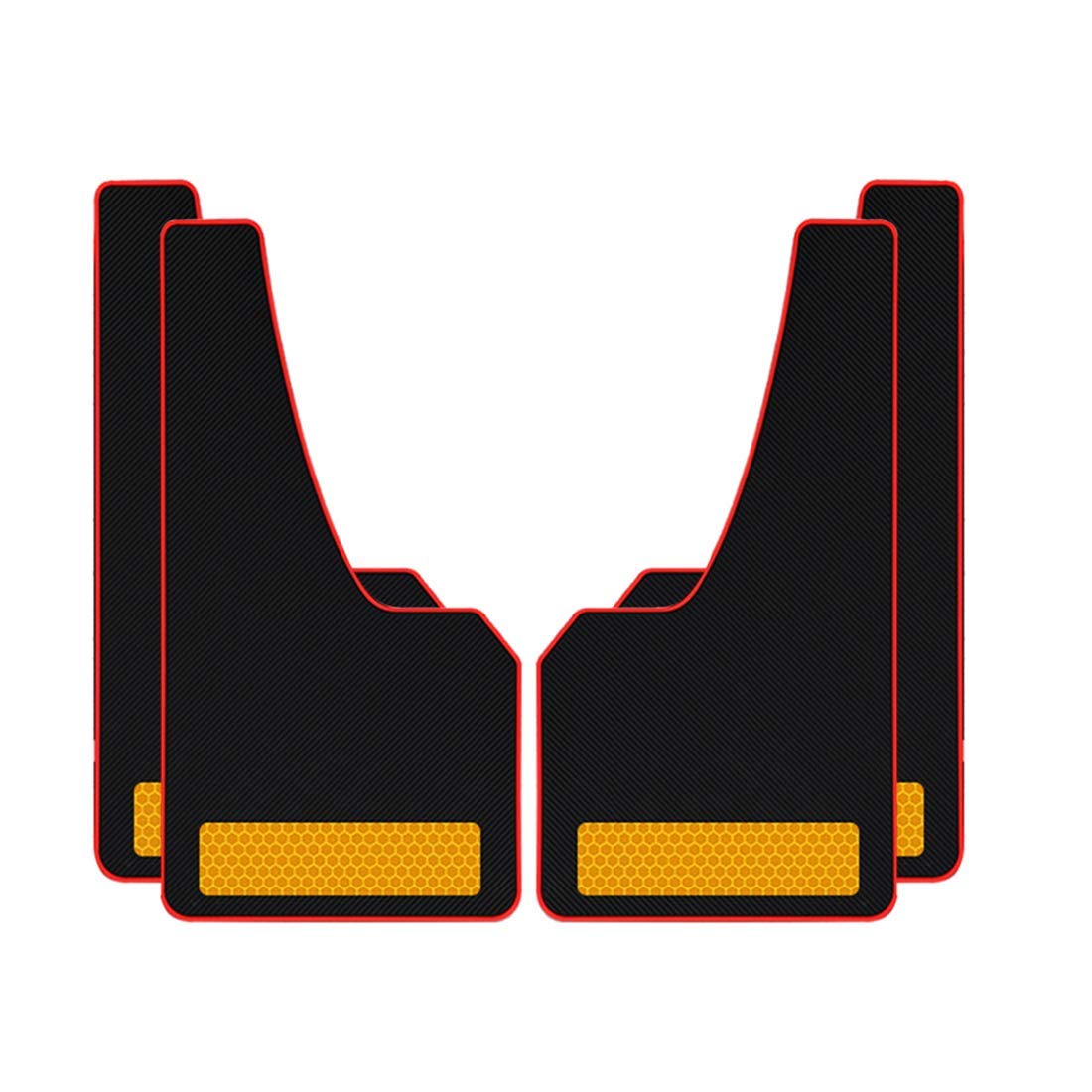 Handao-US Car Mud Flaps Fit for Dodge Challenger Cross The Bridge：21cm, PVC Soft Material Mud Guards with Splash, Scratch and Abrasion Resistance,4 Pcs （Yellow Reflective Strip）