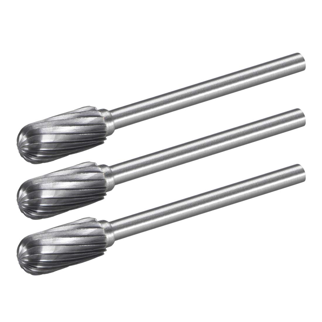 uxcell Tungsten Carbide Rotary Files 1/8" Shank, Single Cut Cylindrical Radius End Rotary Burrs Tool 6mm Dia, for Die Grinder Drill Bit Alloy Steel Hard Metal Carving Polishing, 3pcs