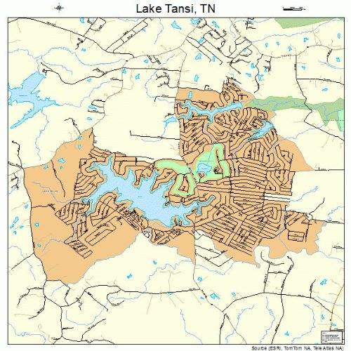 Large Street & Road Map of Lake Tansi, Tennessee TN Printed poster