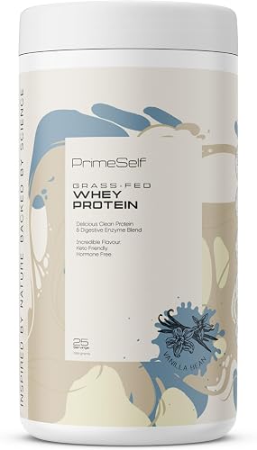 Grass-Fed Whey Protein – Vanilla Bean | Whey Isolate + Concentrate with Orafti® Inulin, GoFat® MCT & DigeZyme® Enzymes | 20g Protein per Scoop | Gut-Friendly Prebiotic Formula | Smooth Mixability