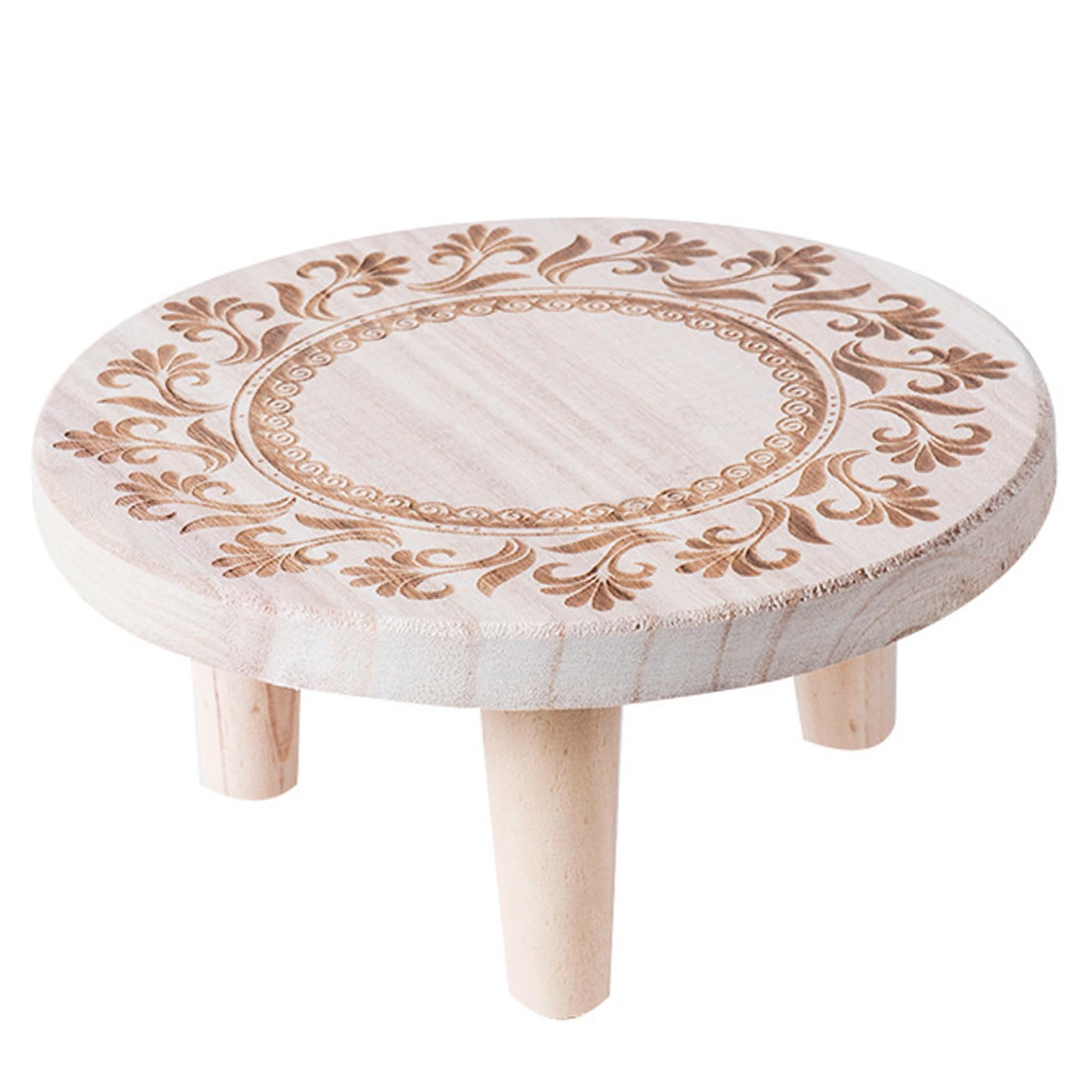 Pflanzenhocker, 8,7x3,9 Runde Pflanzensteiger, Blumenmuster Holzpflanzständer, dekorativer kleiner Holzhocker für Office Home Terrasse Garten m